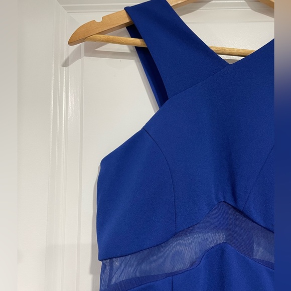 Dark blue mini/midi dress with mesh along middle - Picture 2 of 5